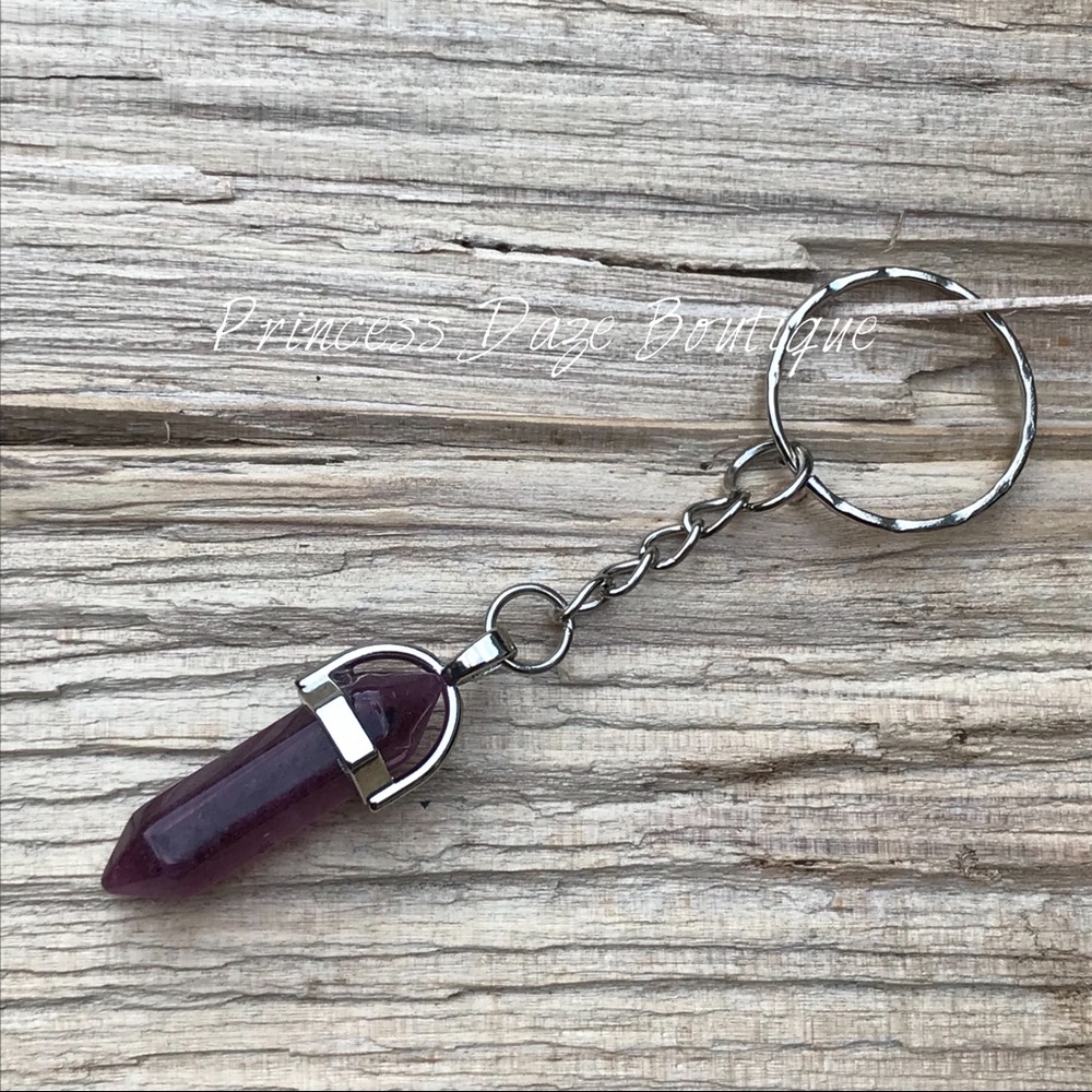 Amethyst Natural Stone Pendant‎ Keychain